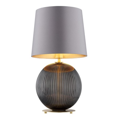 lampa stołowa 1 pł. HAMILTON kolor szary (złoty środek), dymny, mosiądz szczotkowany polskiej manufaktury Argon