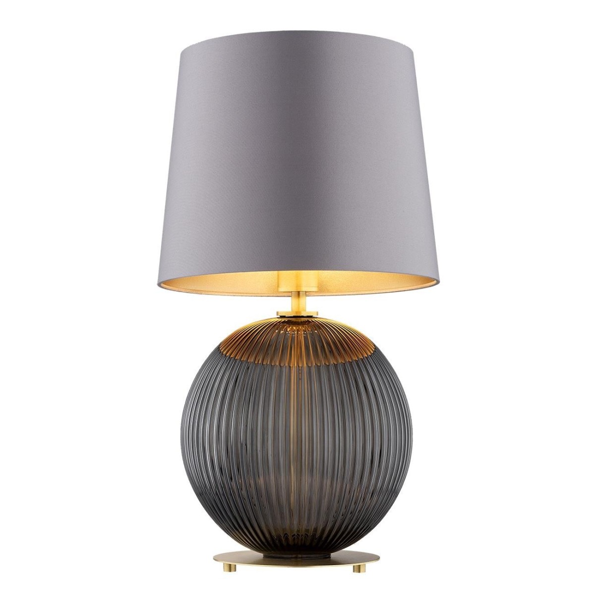 lampa stołowa 1 pł. HAMILTON kolor szary (złoty środek), dymny, mosiądz szczotkowany polskiej manufaktury Argon