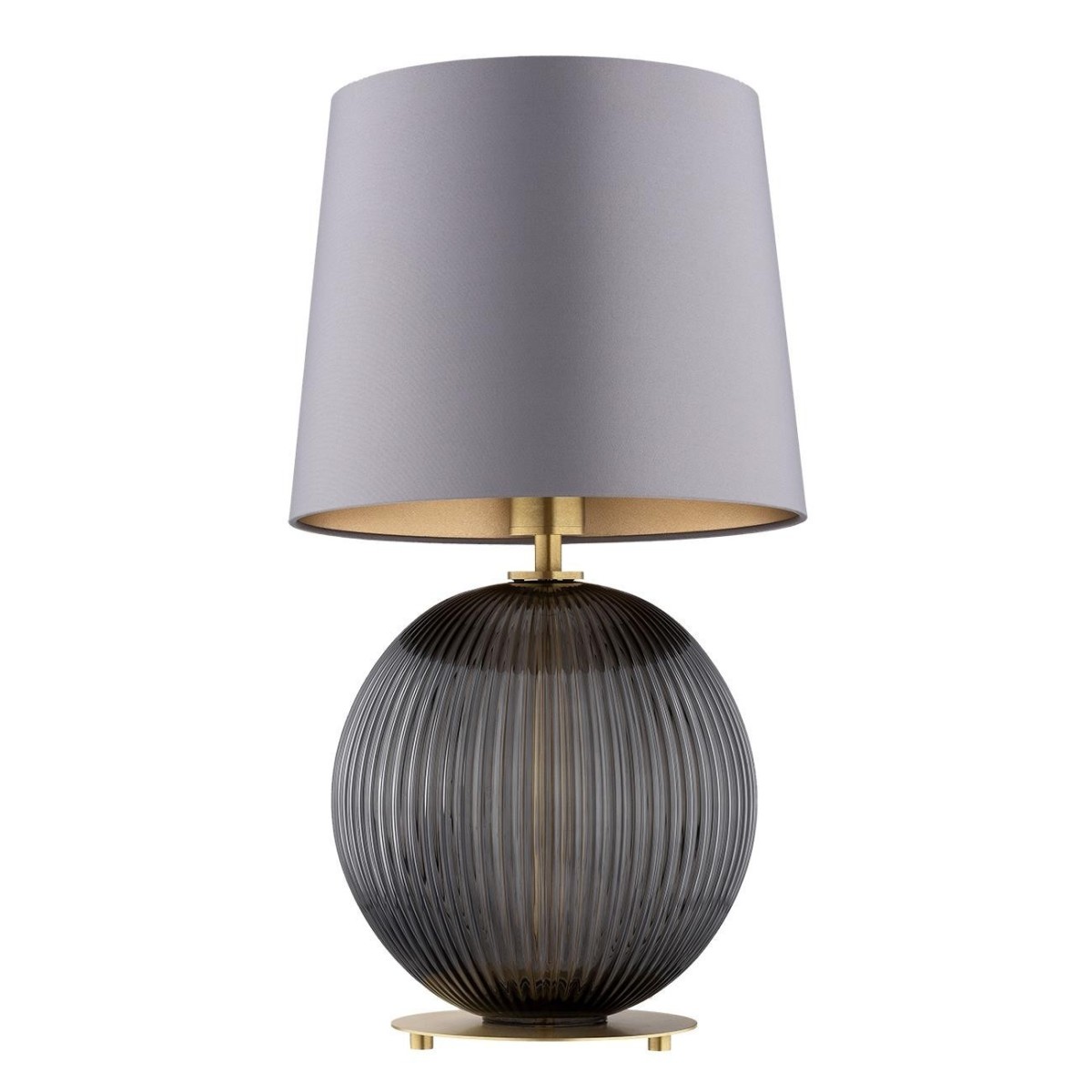 lampa stołowa 1 pł. HAMILTON kolor szary (złoty środek), dymny, mosiądz szczotkowany polskiej manufaktury Argon