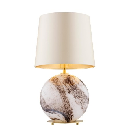 lampa stołowa 1 pł. HARLEM kolor beżowy (złoty środek), biało-brązowy marmurek, mosiądz szczotkowany polskiej manufaktury Argon