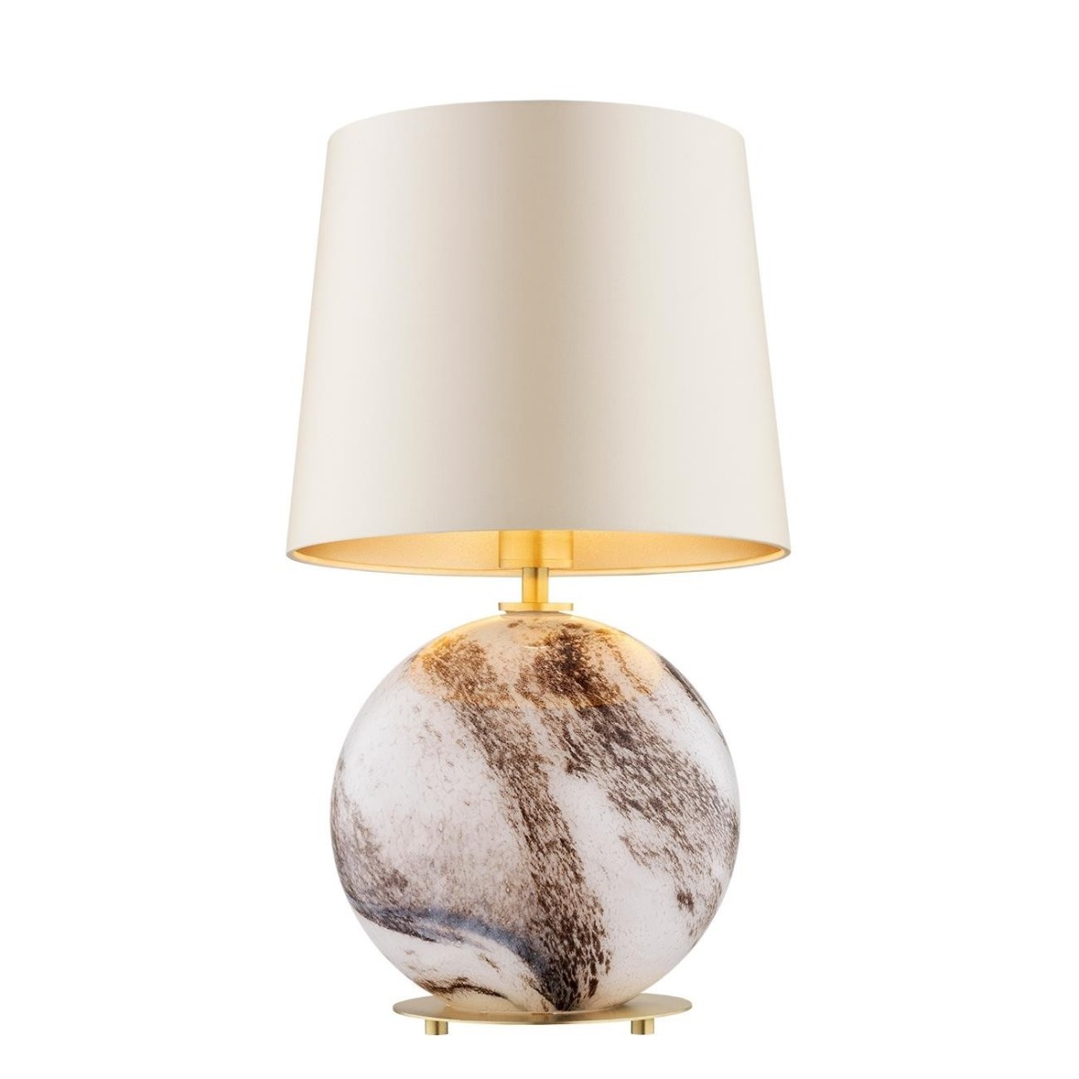 lampa stołowa 1 pł. HARLEM kolor beżowy (złoty środek), biało-brązowy marmurek, mosiądz szczotkowany polskiej manufaktury Argon