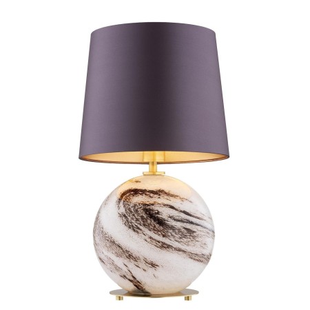 lampa stołowa 1 pł. HARLEM kolor fioletowy-śliwkowy (złoty środek), biało-brązowy marmurek, mosiądz szczotkowany