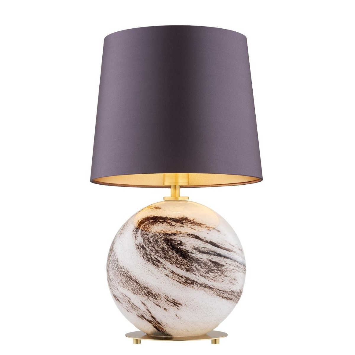 lampa stołowa 1 pł. HARLEM kolor fioletowy-śliwkowy (złoty środek), biało-brązowy marmurek, mosiądz szczotkowany