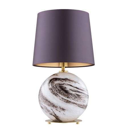 lampa stołowa 1 pł. HARLEM kolor fioletowy-śliwkowy (złoty środek), biało-brązowy marmurek, mosiądz szczotkowany