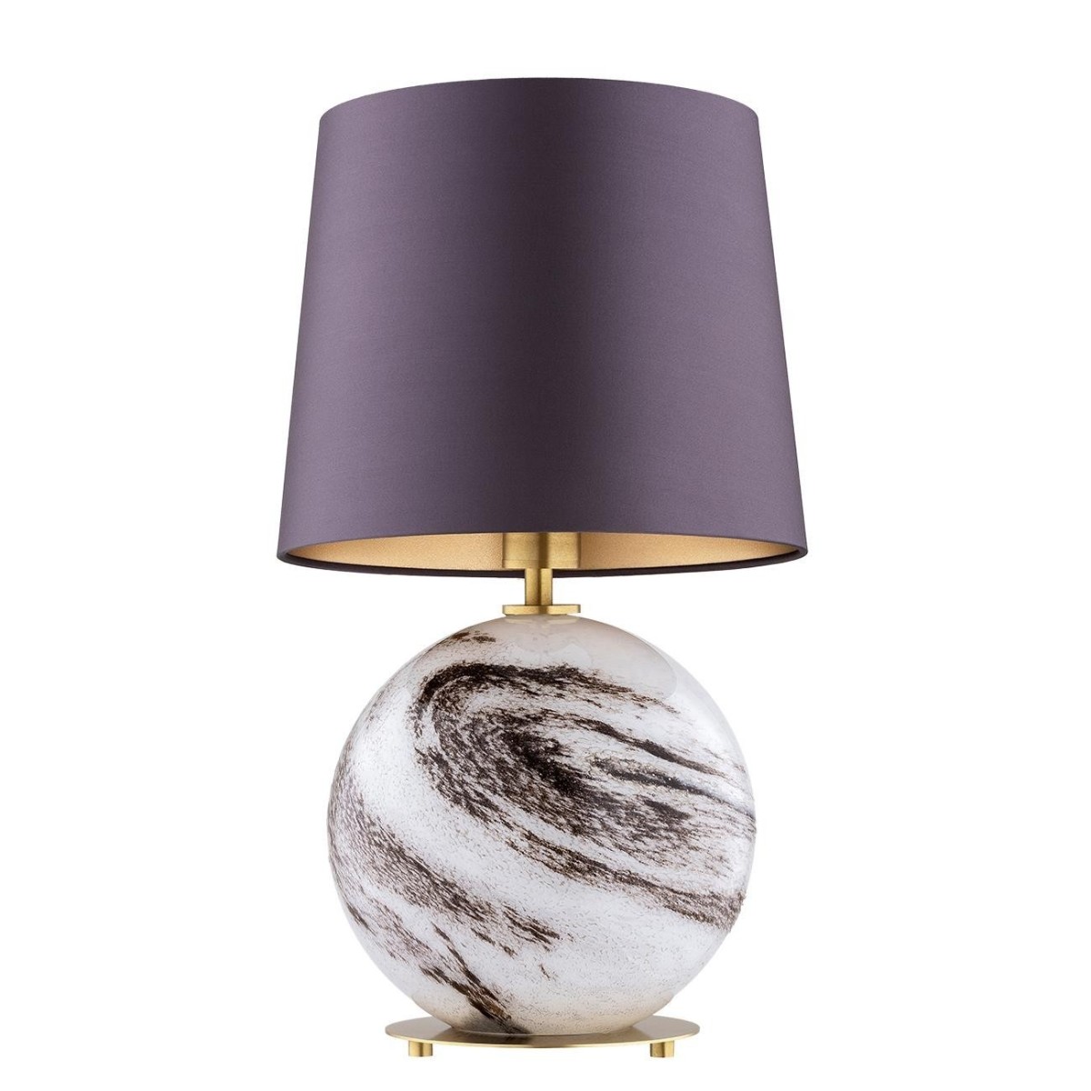 lampa stołowa 1 pł. HARLEM kolor fioletowy-śliwkowy (złoty środek), biało-brązowy marmurek, mosiądz szczotkowany