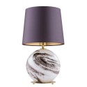 lampa stołowa 1 pł. HARLEM kolor fioletowy-śliwkowy (złoty środek), biało-brązowy marmurek, mosiądz szczotkowany