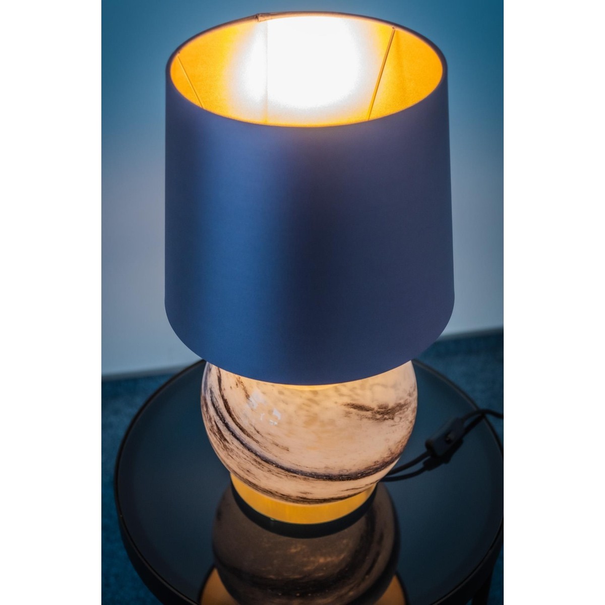 lampa stołowa 1 pł. HARLEM kolor fioletowy-śliwkowy (złoty środek), biało-brązowy marmurek, mosiądz szczotkowany