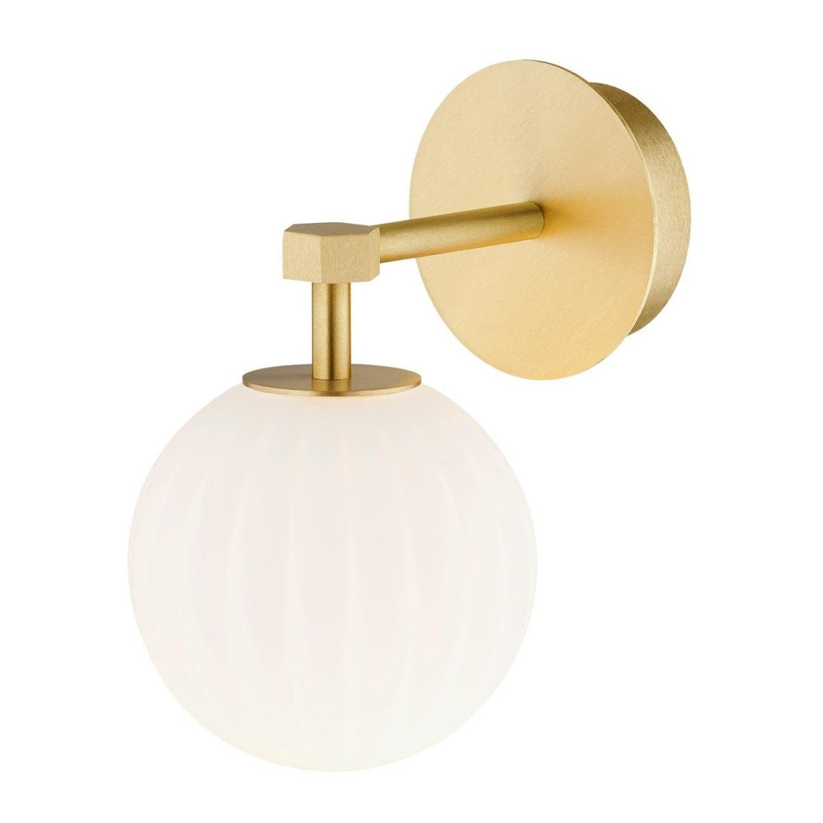 kinkiet 1 pł. PALOMA kolor opal mat (ryflowany), mosiądz szczotkowany polskiej manufaktury Argon