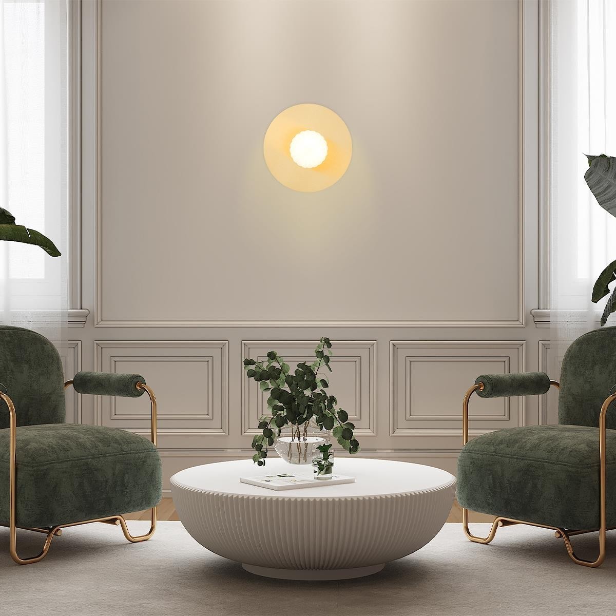 kinkiet / plafon 1 pł. PALOMA kolor opal mat (ryflowany), mosiądz szczotkowany polskiej manufaktury Argon