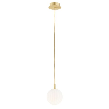 lampa wisząca 1 pł., mniejsza PALOMA kolor opal mat (ryflowany), mosiądz szczotkowany polskiej manufaktury Argon