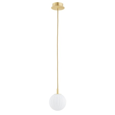 lampa wisząca 1 pł., mniejsza PALOMA kolor opal mat (ryflowany), mosiądz szczotkowany polskiej manufaktury Argon