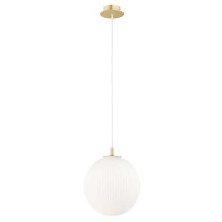 lampa wisząca 1 pł., większa PALOMA kolor opal mat (ryflowany), mosiądz szczotkowany polskiej manufaktury Argon