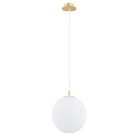 lampa wisząca 1 pł., większa PALOMA kolor opal mat (ryflowany), mosiądz szczotkowany polskiej manufaktury Argon