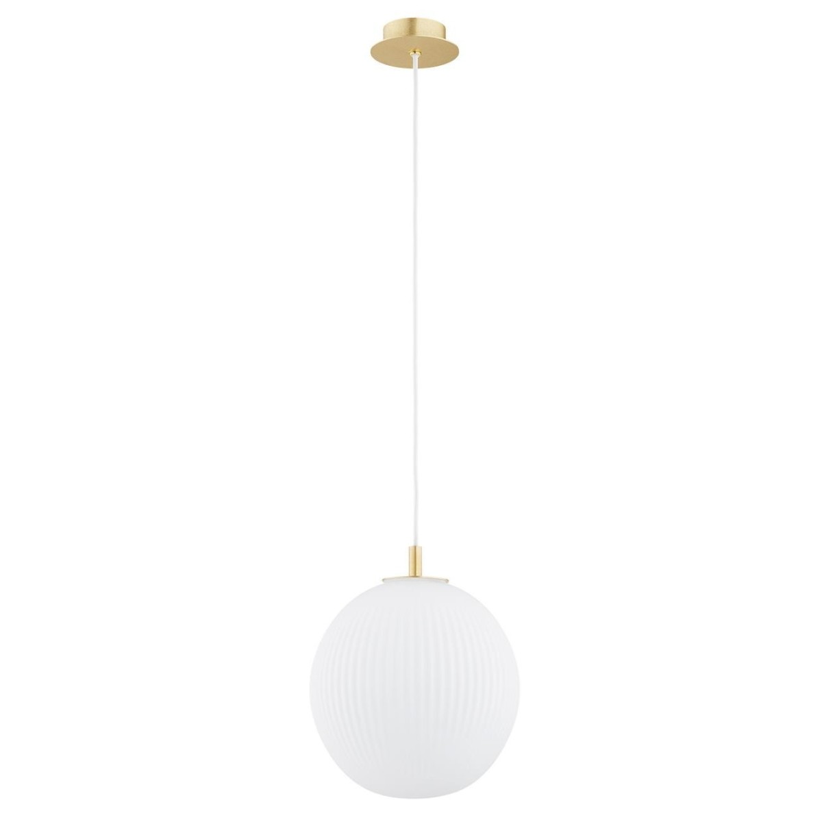 lampa wisząca 1 pł., większa PALOMA kolor opal mat (ryflowany), mosiądz szczotkowany polskiej manufaktury Argon