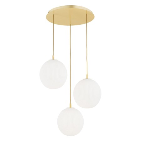 lampa wisząca 3 pł. PALOMA kolor opal mat (ryflowany), mosiądz szczotkowany polskiej manufaktury Argon