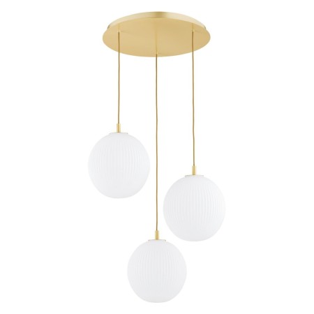 lampa wisząca 3 pł. PALOMA kolor opal mat (ryflowany), mosiądz szczotkowany polskiej manufaktury Argon