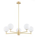 żyrandol 5 pł. PALOMA kolor opal mat (ryflowany), mosiądz szczotkowany polskiej manufaktury Argon