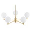 żyrandol 5 pł. PALOMA kolor opal mat (ryflowany), mosiądz szczotkowany polskiej manufaktury Argon