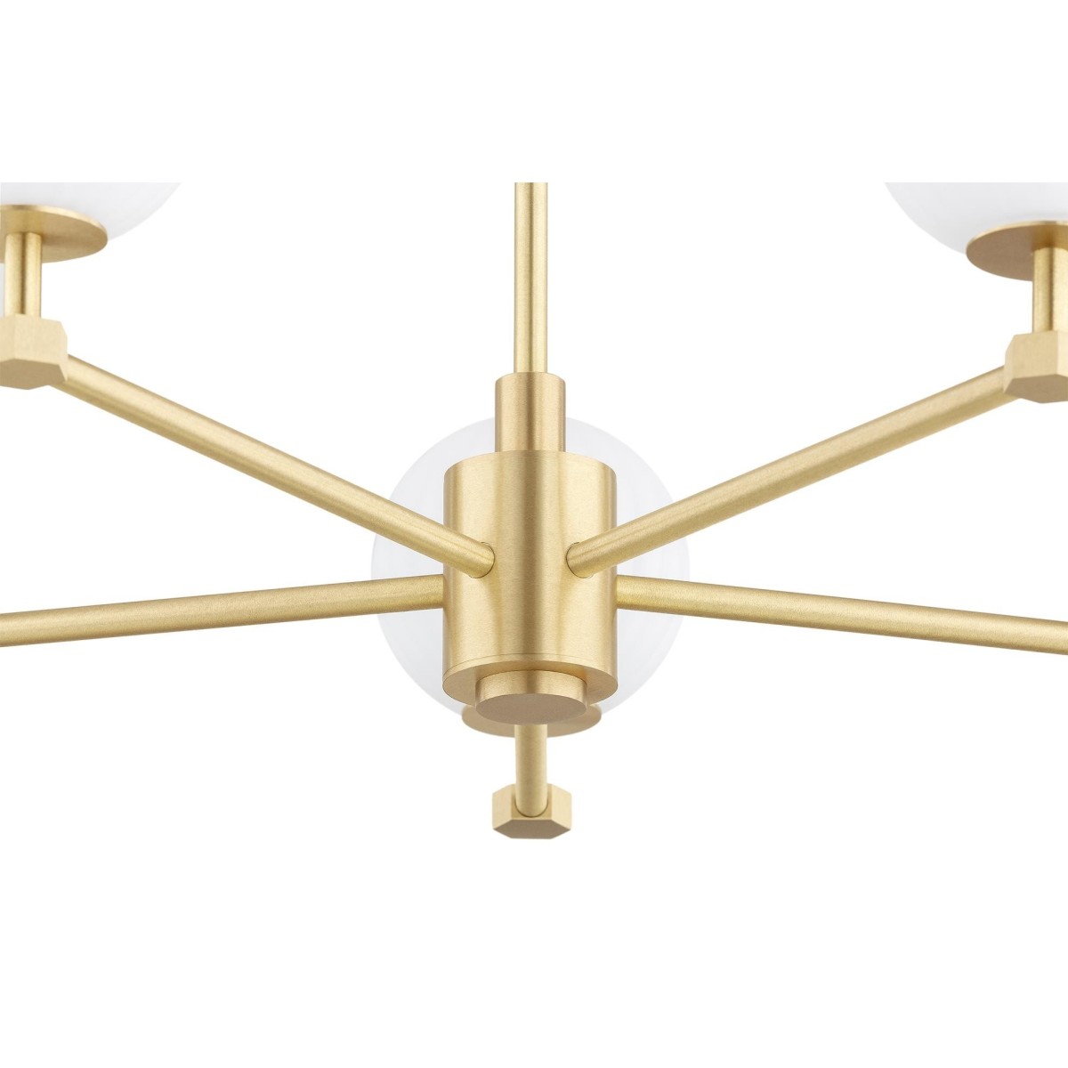 żyrandol 5 pł. PALOMA kolor opal mat (ryflowany), mosiądz szczotkowany polskiej manufaktury Argon