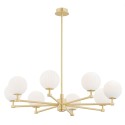 żyrandol 8 pł. PALOMA kolor opal mat (ryflowany), mosiądz szczotkowany polskiej manufaktury Argon
