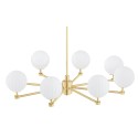 żyrandol 8 pł. PALOMA kolor opal mat (ryflowany), mosiądz szczotkowany polskiej manufaktury Argon