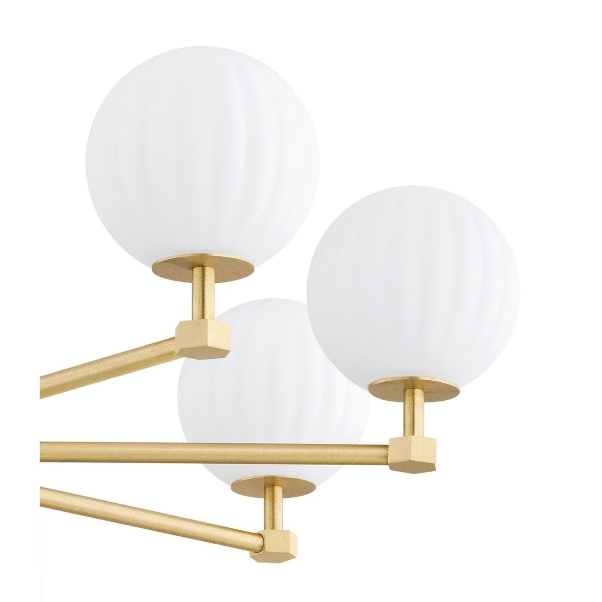 żyrandol 8 pł. PALOMA kolor opal mat (ryflowany), mosiądz szczotkowany polskiej manufaktury Argon