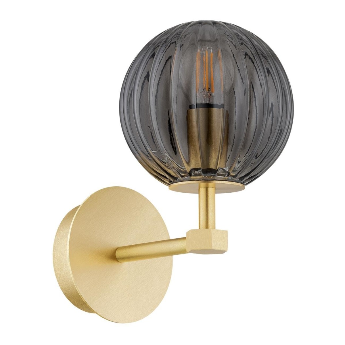 kinkiet 1 pł. PALOMA kolor dymny (ryflowane), mosiądz szczotkowany polskiej manufaktury Argon