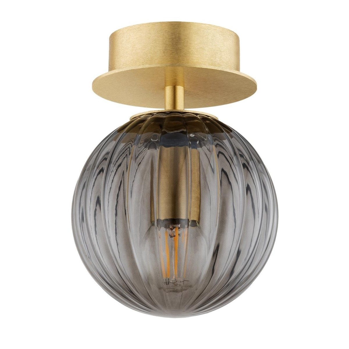 kinkiet / plafon 1 pł., mniejszy PALOMA kolor dymny (ryflowane), mosiądz szczotkowany polskiej manufaktury Argon