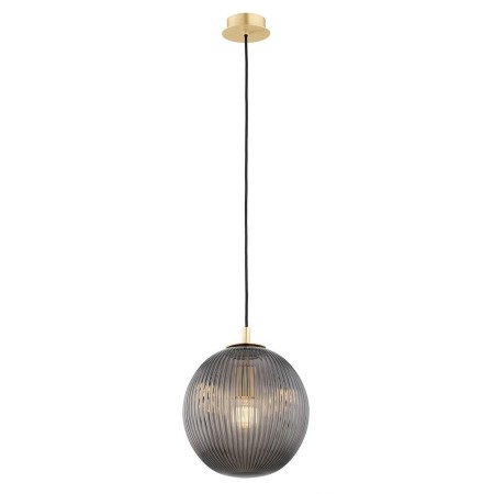 lampa wisząca 1 pł., większa PALOMA kolor dymny (ryflowane), mosiądz szczotkowany polskiej manufaktury Argon