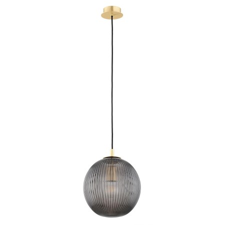 lampa wisząca 1 pł., większa PALOMA kolor dymny (ryflowane), mosiądz szczotkowany polskiej manufaktury Argon