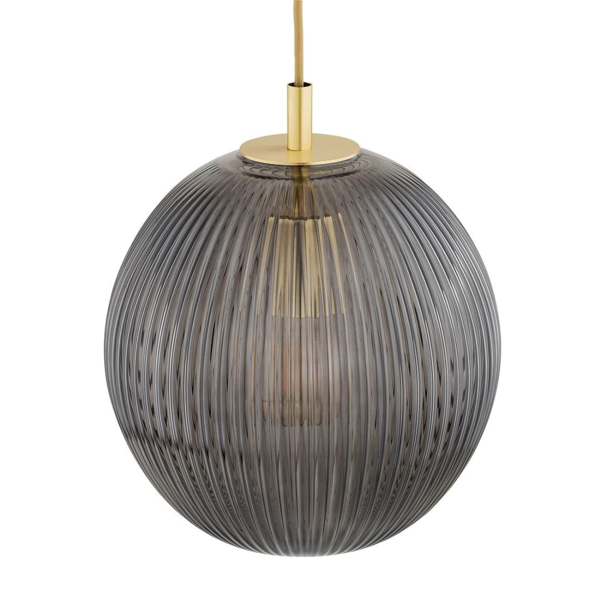 lampa wisząca 3 pł. PALOMA kolor dymny (ryflowane), mosiądz szczotkowany polskiej manufaktury Argon
