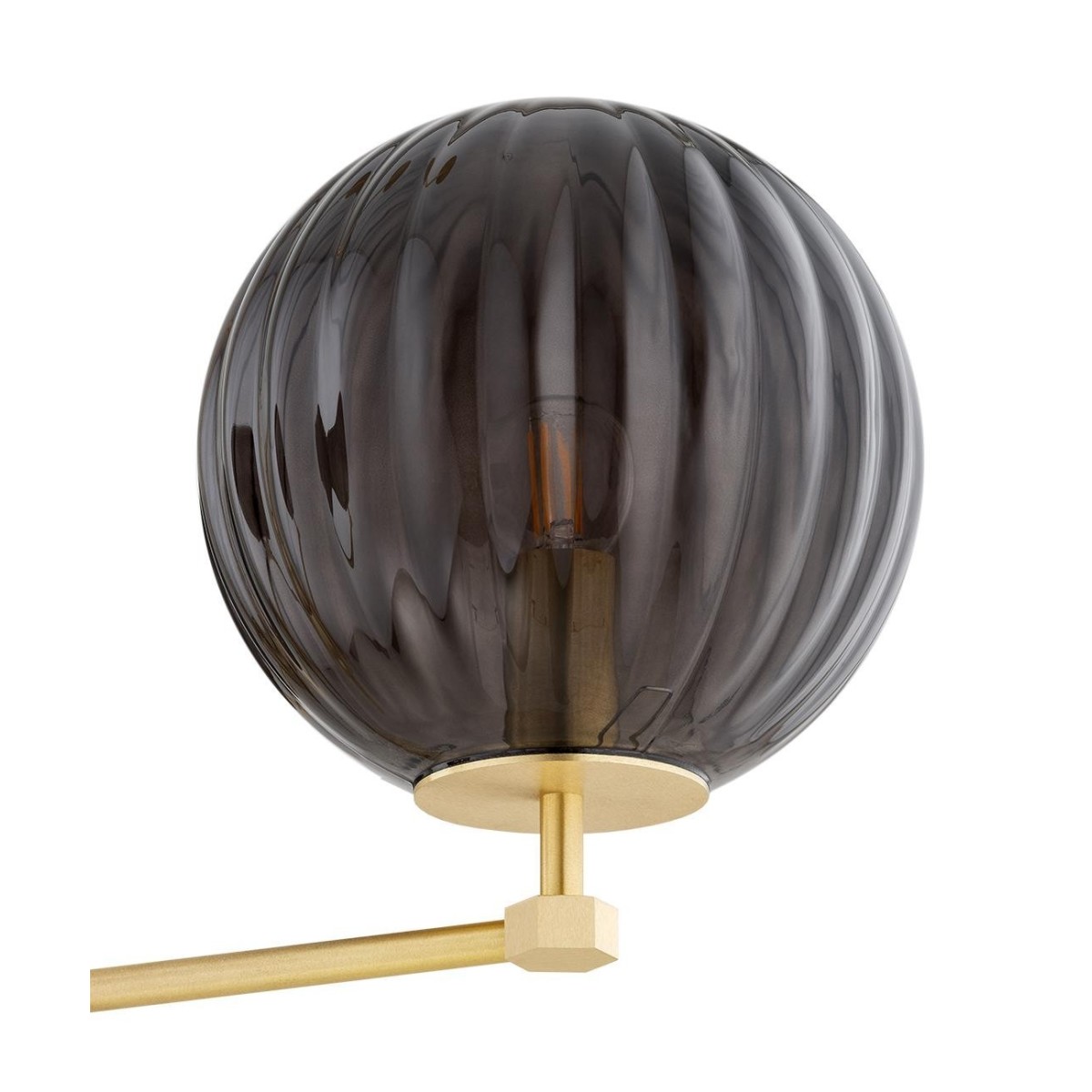 żyrandol 3 pł. PALOMA kolor dymny (ryflowane), mosiądz szczotkowany polskiej manufaktury Argon