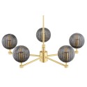 żyrandol 5 pł. PALOMA kolor dymny (ryflowane), mosiądz szczotkowany polskiej manufaktury Argon