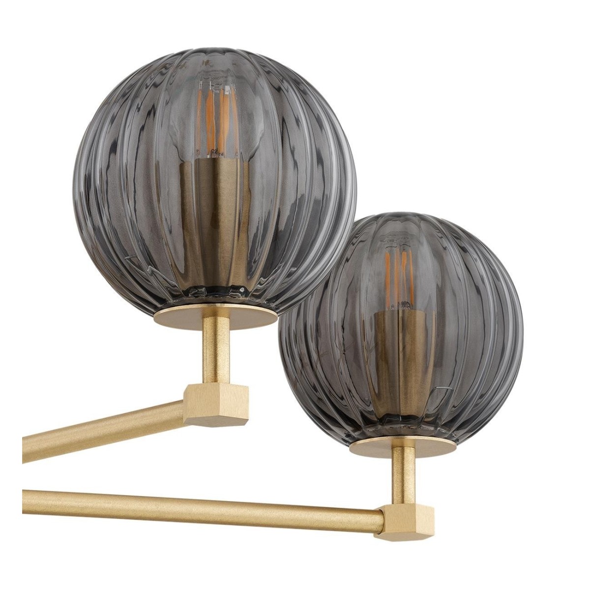 żyrandol 5 pł. PALOMA kolor dymny (ryflowane), mosiądz szczotkowany polskiej manufaktury Argon