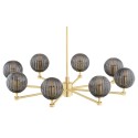 żyrandol 8 pł. PALOMA kolor dymny (ryflowane), mosiądz szczotkowany polskiej manufaktury Argon