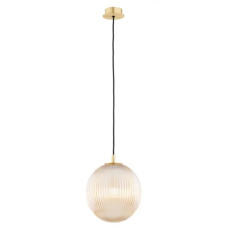 lampa wisząca 1 pł., większa PALOMA kolor miodowy lister (ryflowane), mosiądz szczotkowany polskiej manufaktury Argon