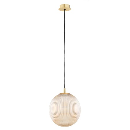 lampa wisząca 1 pł., większa PALOMA kolor miodowy lister (ryflowane), mosiądz szczotkowany polskiej manufaktury Argon