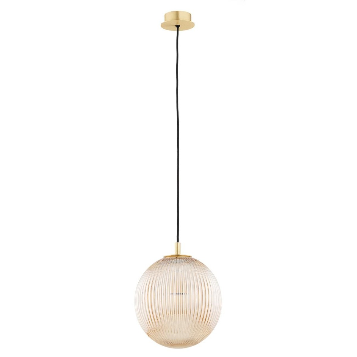 lampa wisząca 1 pł., większa PALOMA kolor miodowy lister (ryflowane), mosiądz szczotkowany polskiej manufaktury Argon