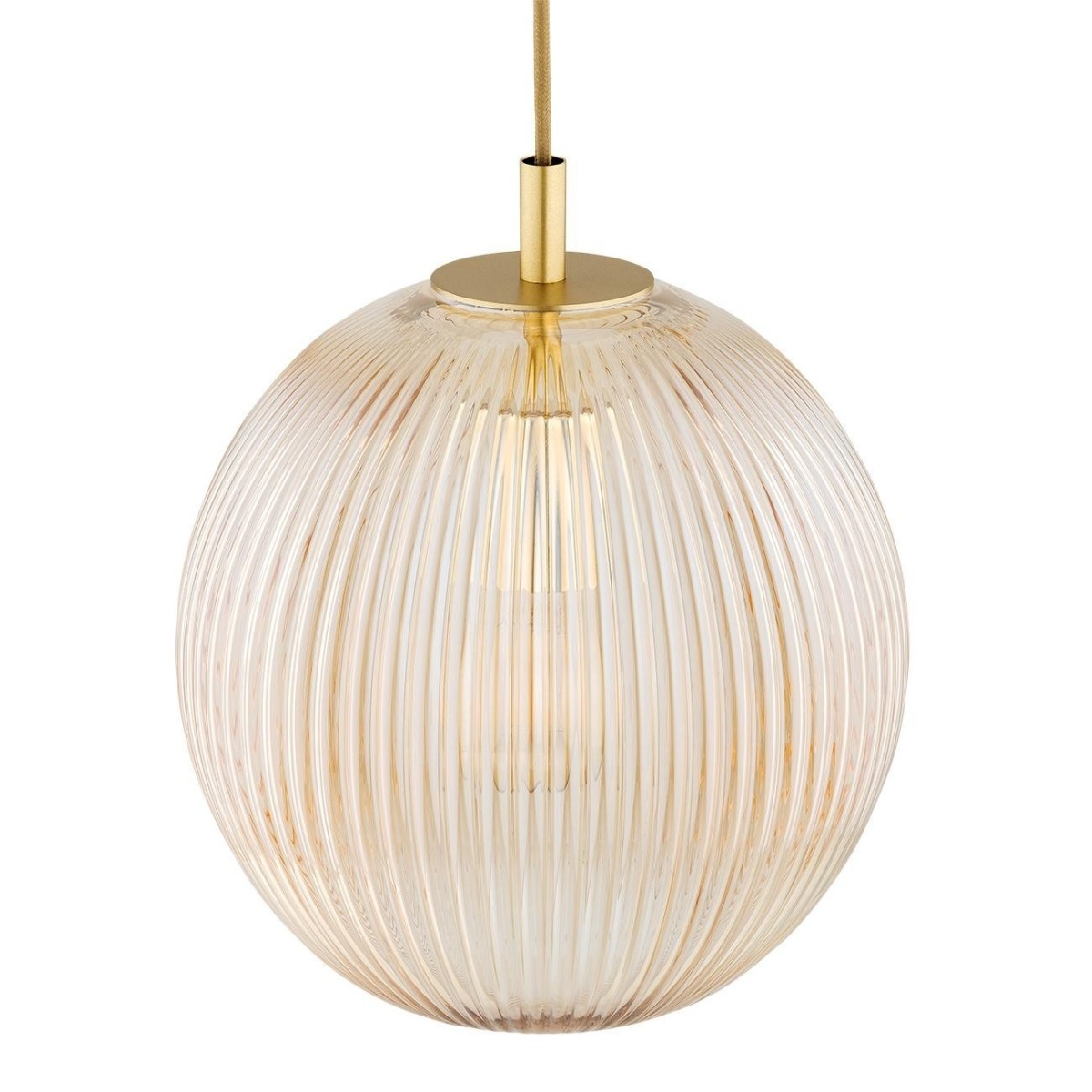 lampa wisząca 3 pł. PALOMA kolor miodowy lister (ryflowane), mosiądz szczotkowany polskiej manufaktury Argon