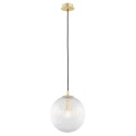 lampa wisząca 1 pł., większa PALOMA kolor transparentny (ryflowane), mosiądz szczotkowany polskiej manufaktury Argon