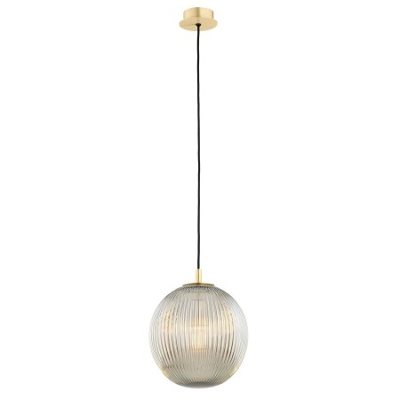 lampa wisząca 1 pł., większa PALOMA kolor szary lister (ryflowane), mosiądz szczotkowany polskiej manufaktury Argon