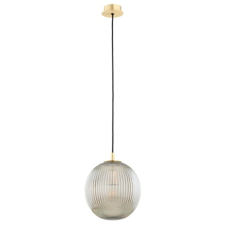 lampa wisząca 1 pł., większa PALOMA kolor szary lister (ryflowane), mosiądz szczotkowany polskiej manufaktury Argon