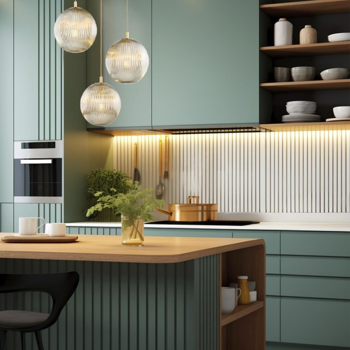 lampa wisząca 3 pł. PALOMA kolor szary lister (ryflowane), mosiądz szczotkowany polskiej manufaktury Argon