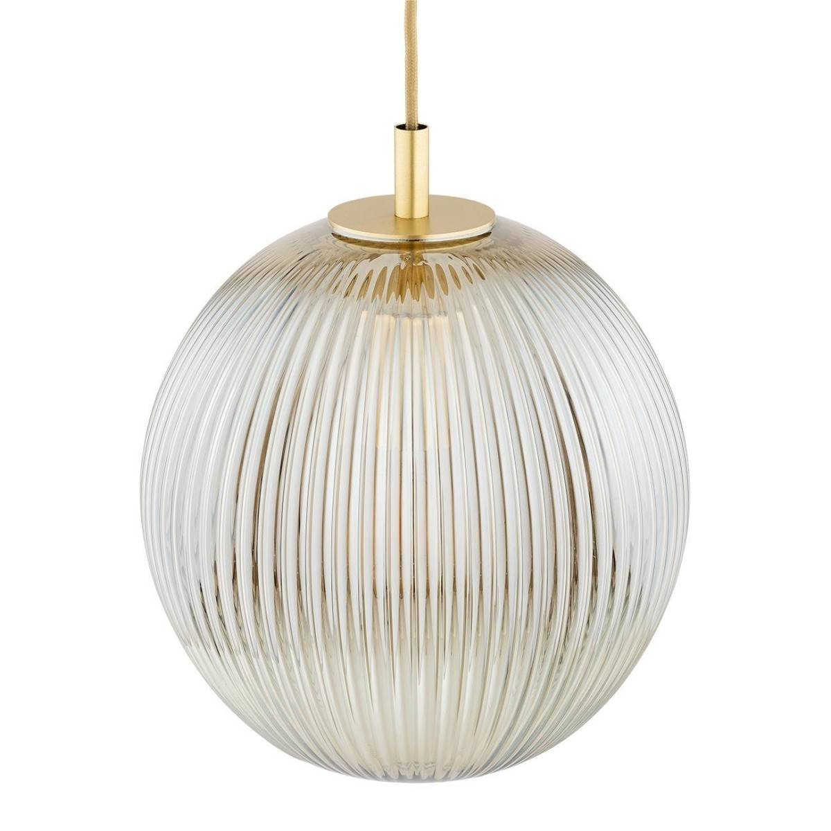 lampa wisząca 3 pł. PALOMA kolor szary lister (ryflowane), mosiądz szczotkowany polskiej manufaktury Argon