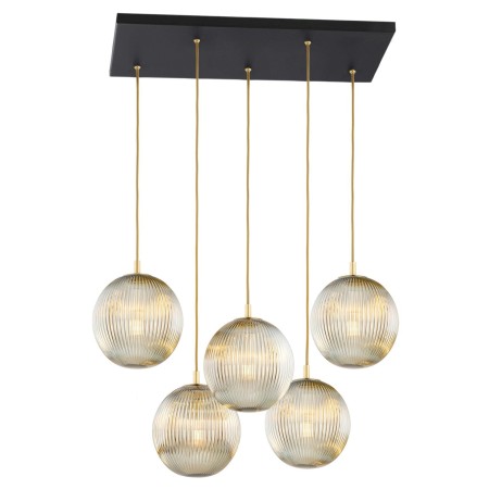 lampa wisząca 5 pł. PALOMA kolor szary lister (ryflowane), czarny polskiej manufaktury Argon