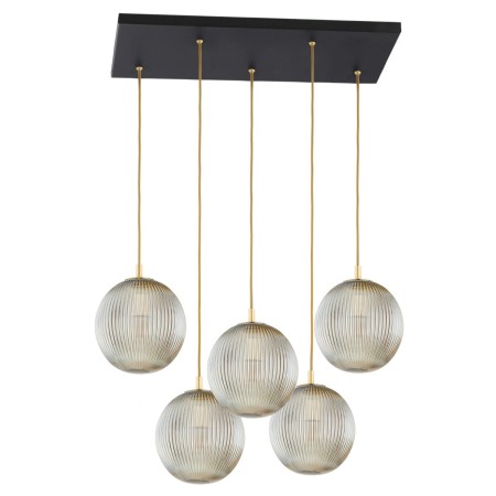 lampa wisząca 5 pł. PALOMA kolor szary lister (ryflowane), czarny polskiej manufaktury Argon