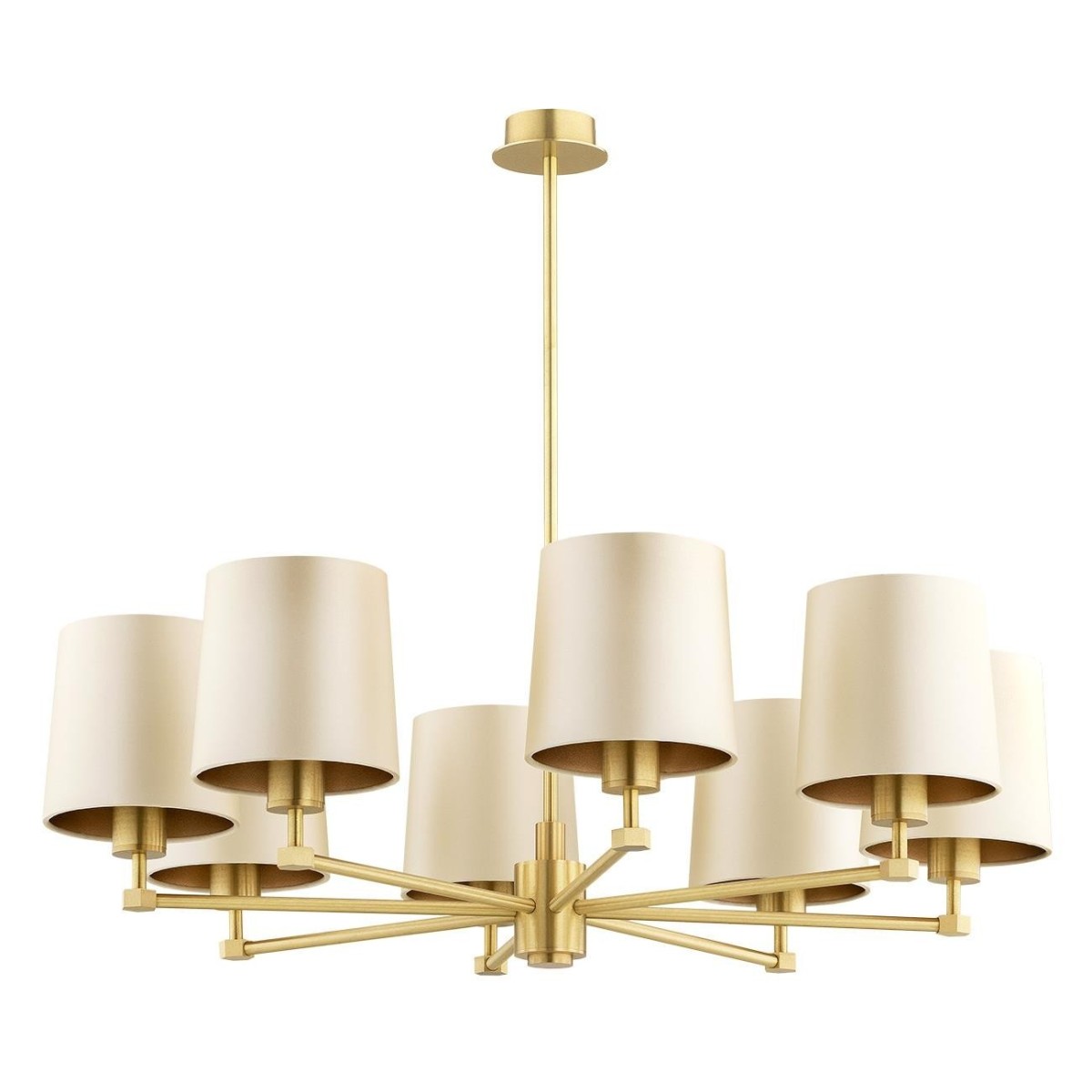 żyrandol 8 pł. PRINCETON kolor beżowy (złoty środek), mosiądz szczotkowany polskiej manufaktury Argon