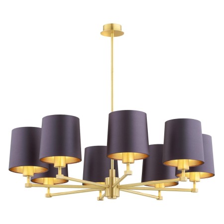 żyrandol 8 pł. PRINCETON kolor fioletowy-śliwkowy (złoty środek), mosiądz szczotkowany polskiej manufaktury Argon