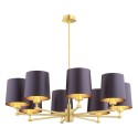 żyrandol 8 pł. PRINCETON kolor fioletowy-śliwkowy (złoty środek), mosiądz szczotkowany polskiej manufaktury Argon