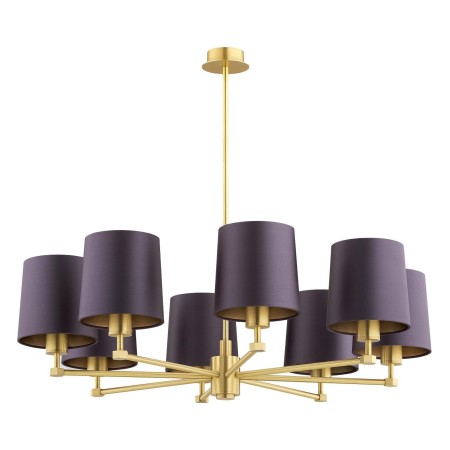 żyrandol 8 pł. PRINCETON kolor fioletowy-śliwkowy (złoty środek), mosiądz szczotkowany polskiej manufaktury Argon